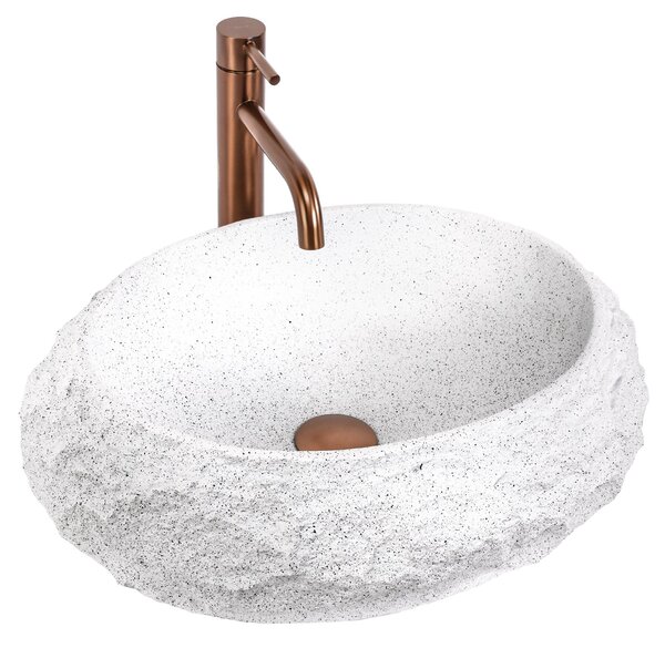 Rea Mika Cloudy, umyvadlo na desku 500x380x150 mm, bílá-imitace kamene, REA-U3584
