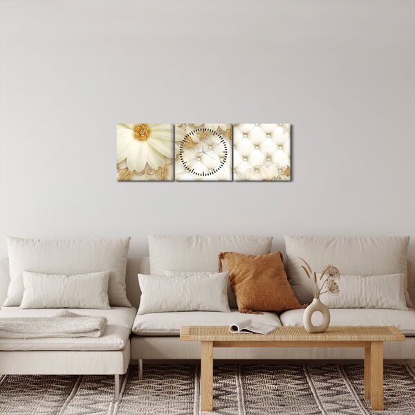 Obraz - Zlatá koláž (s hodinami) (90x30 cm)