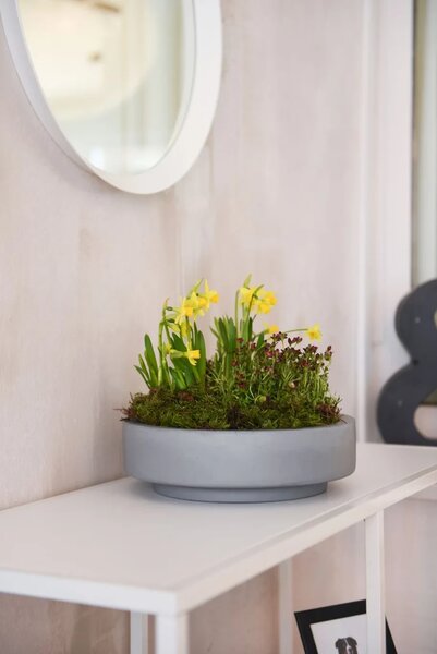 Mísa na květiny ESCADA LOW, sklolaminát, Ø 30 cm, šedá - beton design