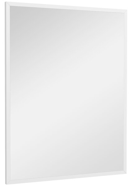 HOMCOM Obdélníkové Zrcadlo Koupelnové Zrcadlo 70x90 cm Dekorativní Zrcadlo pro Obývací Pokoj, Předsíň, Chodbu Horizontálně nebo Vertikálně Bílé | Aoso