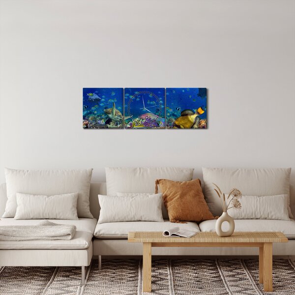 Obraz - Oceán (s hodinami) (90x30 cm)