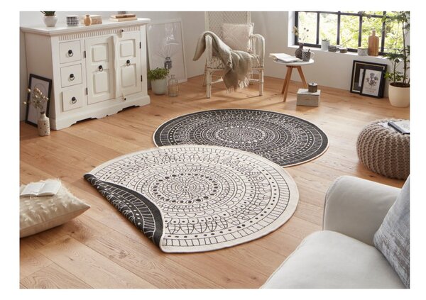 Černo-krémový venkovní koberec NORTHRUGS Porto, ø 200 cm