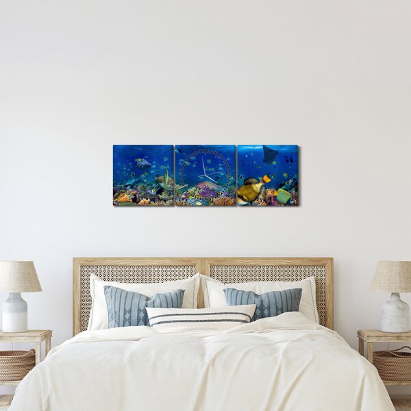 Obraz - Oceán (s hodinami) (90x30 cm)