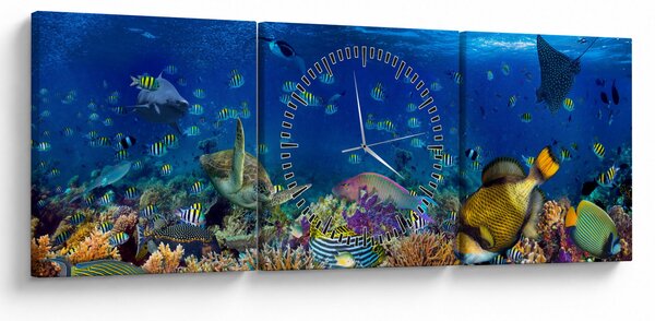 Obraz - Oceán (s hodinami) (90x30 cm)