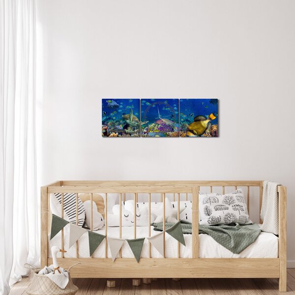Obraz - Oceán (s hodinami) (90x30 cm)