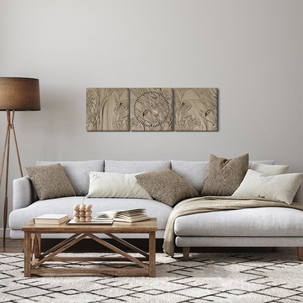 Obraz - Obrysy rostlin (s hodinami) (90x30 cm)
