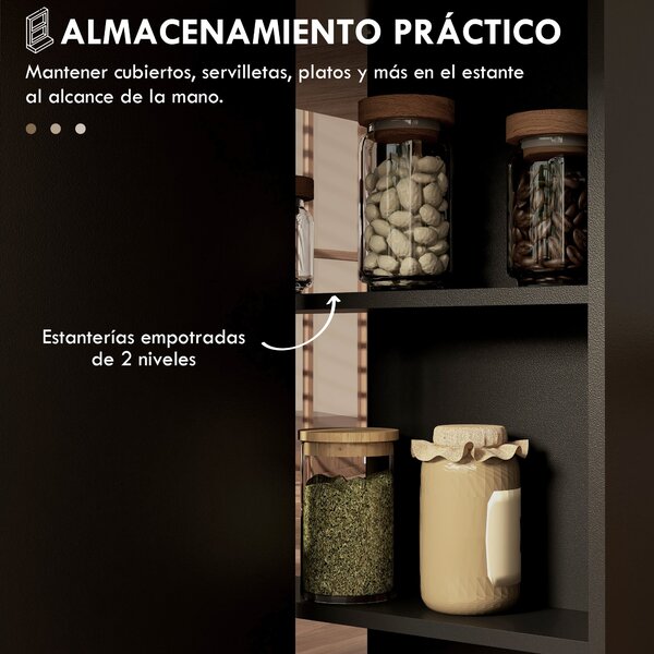 HOMCOM Skládací jídelní stůl s kolečky a skládacími křídly a policemi pro 4-6 osob 75x140x73 cm Přírodní a černá | Aosom