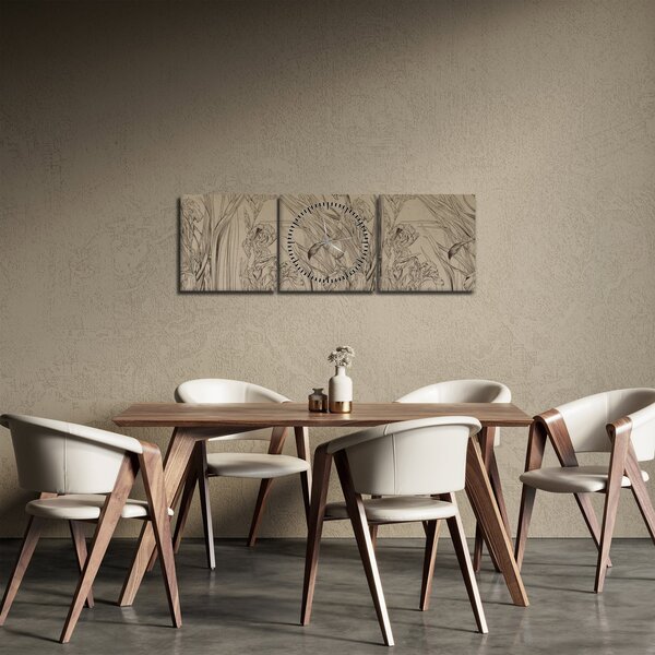 Obraz - Obrysy rostlin (s hodinami) (90x30 cm)