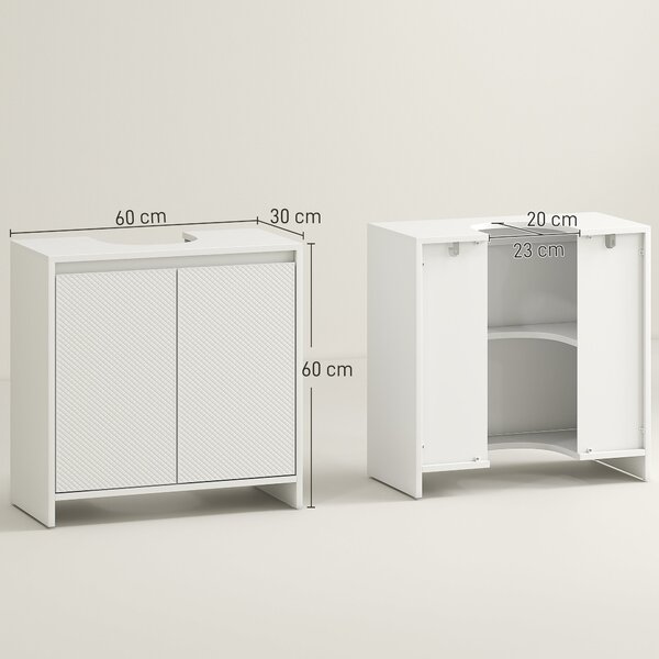 HOMCOM Podskříňková koupelnová skříňka Moderní koupelnová úprava se policí a proti převrhnutí, nosnost 40 kg, 60x30x60 cm, bílá | Aosom