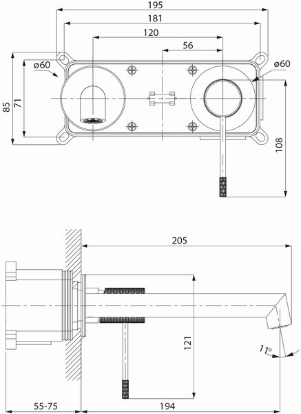 Cersanit Zen umyvadlová baterie pod omítku černá S951-597