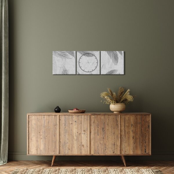 Obraz - Listy (s hodinami) (90x30 cm)