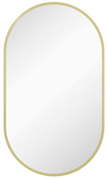 HOMCOM Oválné zrcadlo do koupelny 40x70 cm s hliníkovým rámem Dekorativní nástěnné zrcadlo Horizontální nebo vertikální pro obývací pokoj, vstup nebo