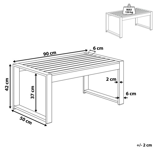 Zahradní konferenční stolek SALERNO 90 cm 50 cm Kov Světle šedá