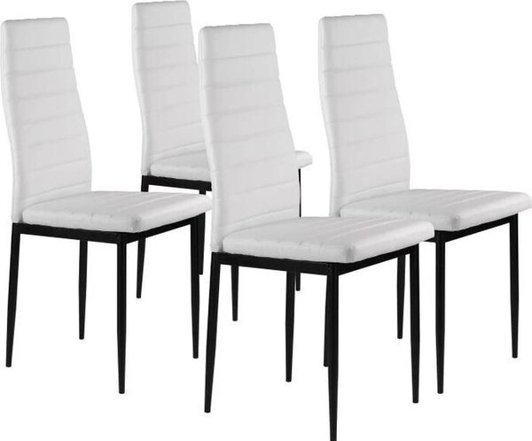 ModernHome KE01 Sada 4 jídelních židlí, , ergonomická opěrka, bílá