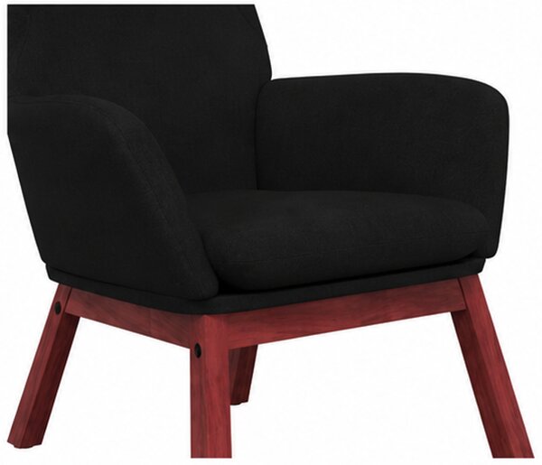 Relaxační křeslo, odpočinkové, masivní kaučukovník/kov/textil, 95x76x71 cm, nohy tmavé/černá, Dekorino KR20260083