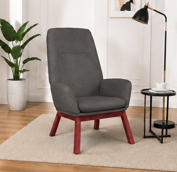 Relaxační křeslo, odpočinkové, masivní kaučukovník/kov/textil, 95x76x71 cm, nohy tmavé/tmavě šedá, Dekorino KR20260082