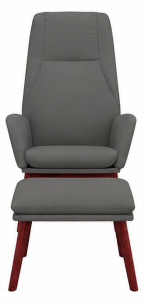 Relaxační křeslo, s podnožkou, odpočinkové, masivní kaučukovník/kov/textil, 95x76x71 cm, nohy tmavé/světle šedá, Dekorino KR20260084