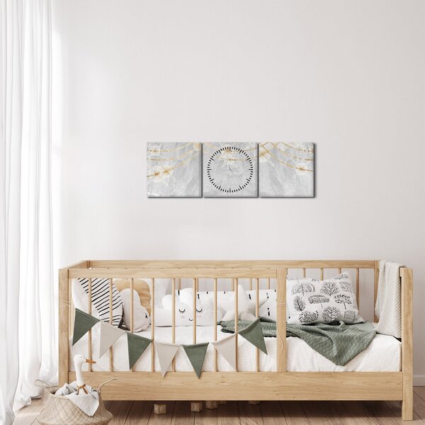 Obraz - Beton s designem (s hodinami) (90x30 cm)