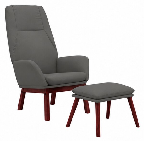 Relaxační křeslo, s podnožkou, odpočinkové, masivní kaučukovník/kov/textil, 95x76x71 cm, nohy tmavé/světle šedá, Dekorino KR20260084