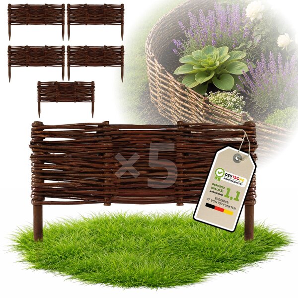 Floranica 5 kusů Vrbový plot 20 cm x 40 cm – Zahradní plot z vrbového proutí Palisáda Přírodní oplocení Ohraničení záhonu