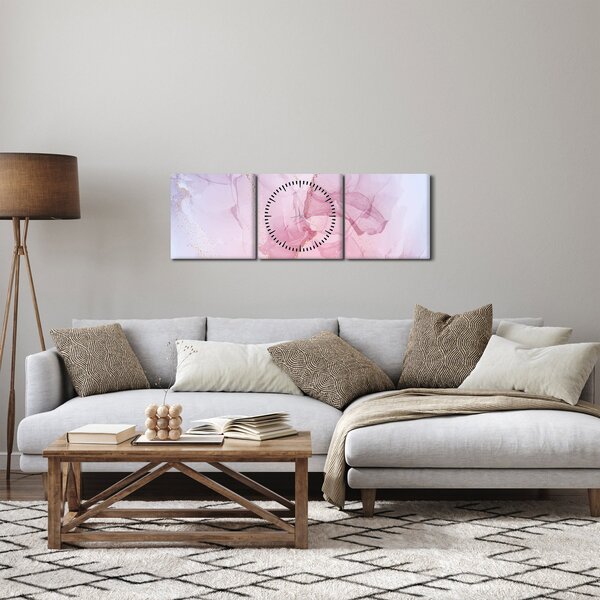 Obraz - Růžové skvrny (s hodinami) (90x30 cm)