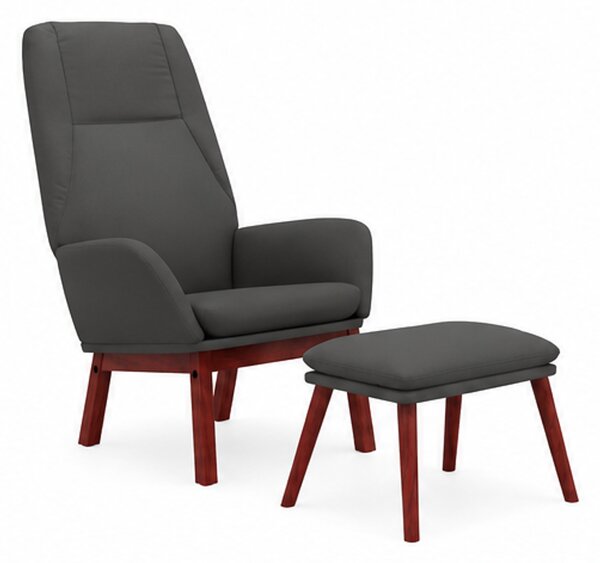 Relaxační křeslo, s podnožkou, odpočinkové, masivní kaučukovník/kov/textil, 95x76x71 cm, nohy tmavé/tmavě šedá, Dekorino KR20260085