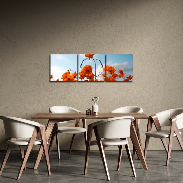 Obraz - Luční kvítí (s hodinami) (90x30 cm)