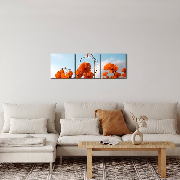 Obraz - Luční kvítí (s hodinami) (90x30 cm)