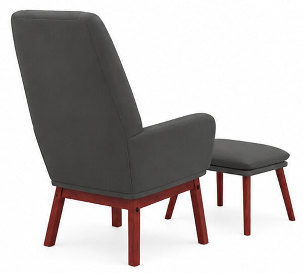 Relaxační křeslo, s podnožkou, odpočinkové, masivní kaučukovník/kov/textil, 95x76x71 cm, nohy tmavé/tmavě šedá, Dekorino KR20260085