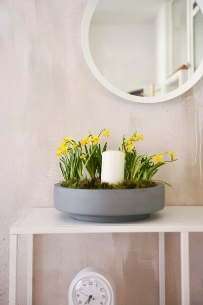 Mísa na květiny ESCADA LOW, sklolaminát, Ø 45 cm, šedá - beton design