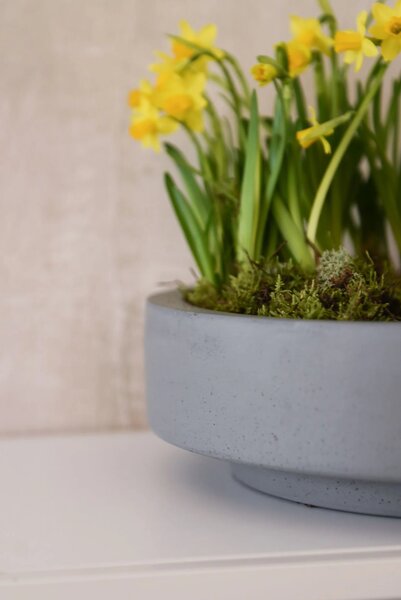 Mísa na květiny ESCADA LOW, sklolaminát, Ø 45 cm, šedá - beton design