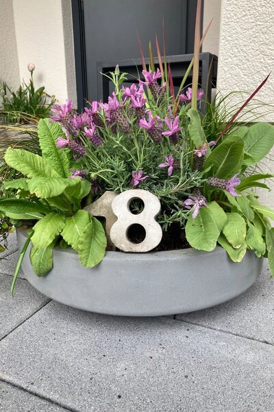 Mísa na květiny ESCADA LOW, sklolaminát, Ø 45 cm, šedá - beton design