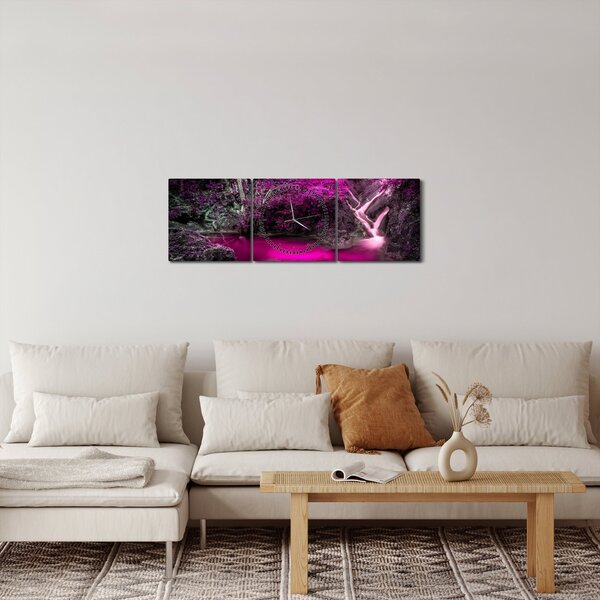 Obraz - Růžový les (s hodinami) (90x30 cm)