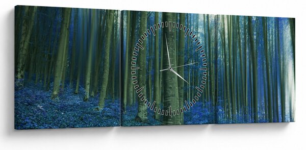 Obraz - Modrý les (s hodinami) (90x30 cm)