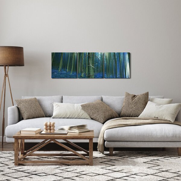 Obraz - Modrý les (s hodinami) (90x30 cm)