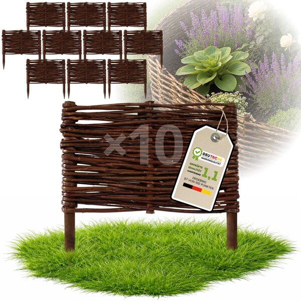 Floranica 10 kusů Vrbový plot 20 cm x 30 cm – Zahradní plot z vrbového proutí Palisáda Přírodní oplocení Ohraničení záhonu