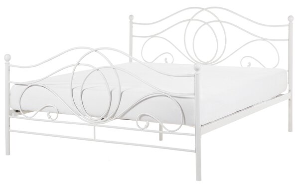 Kovová postel 140 x 200 cm bílá LYRA