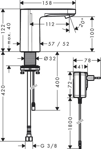 Hansgrohe Vernis Blend umyvadlový ventil stojící elektronická chrom 71504000