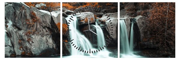 Obraz - Vodopády (s hodinami) (90x30 cm)