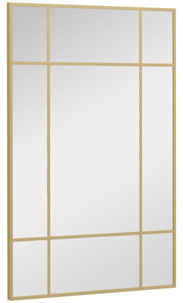 HOMCOM Obdélníkové Nástěnné Zrcadlo 90x60 cm se Zlatým Kovovým Rámem - Dekorativní Zrcadlo do Obývacího Pokoje, Ložnice a Předsíně | Aosom