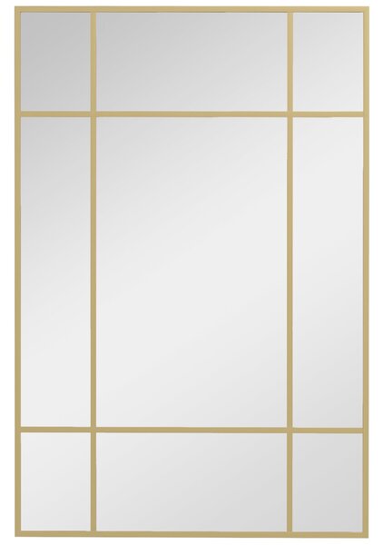 HOMCOM Obdélníkové Nástěnné Zrcadlo 90x60 cm se Zlatým Kovovým Rámem - Dekorativní Zrcadlo do Obývacího Pokoje, Ložnice a Předsíně | Aosom