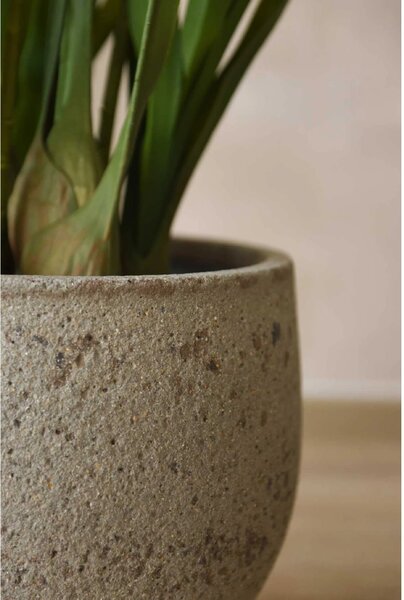 Kulatý květináč RAFIOT, vláknocement, 32x27 cm, šedý