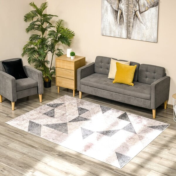 HOMCOM Moderní Sametový Geometrický Koberec do Obývacího Pokoje 230x160 cm s Protiskluzovou Bází pro ložnici, kancelář a studovnu | Aosom