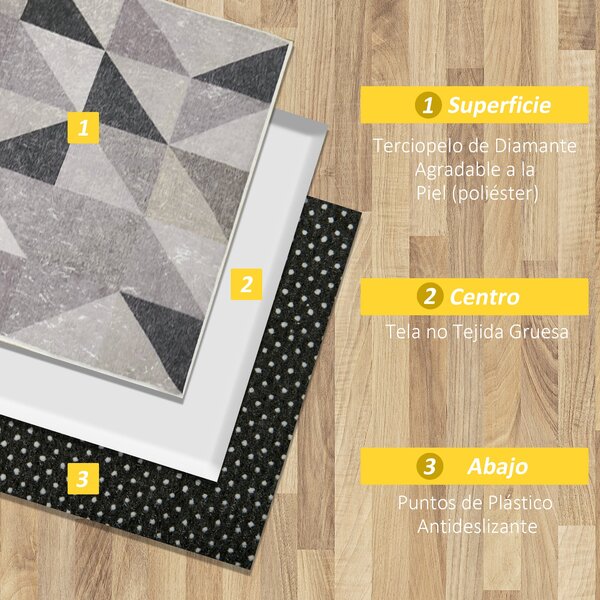 HOMCOM Moderní Sametový Geometrický Koberec do Obývacího Pokoje 230x160 cm s Protiskluzovou Bází pro ložnici, kancelář a studovnu | Aosom