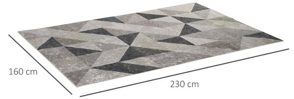 HOMCOM Moderní Sametový Geometrický Koberec do Obývacího Pokoje 230x160 cm s Protiskluzovou Bází pro ložnici, kancelář a studovnu | Aosom