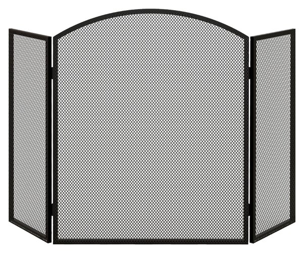 HOMCOM Ochranný štít na krb s 3 panely, skládací, ocelová konstrukce 96x62 cm, černá | Aosom