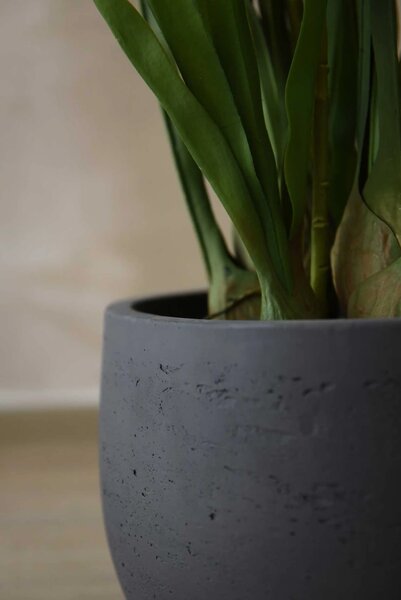 Moderní květináč RAFIOT, sklolaminát, výška 28 cm, antracit