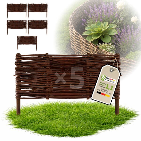 Floranica 5 kusů Vrbový plot 30 cm x 50 cm – Zahradní plot z vrbového proutí Palisáda Přírodní oplocení Ohraničení záhonu