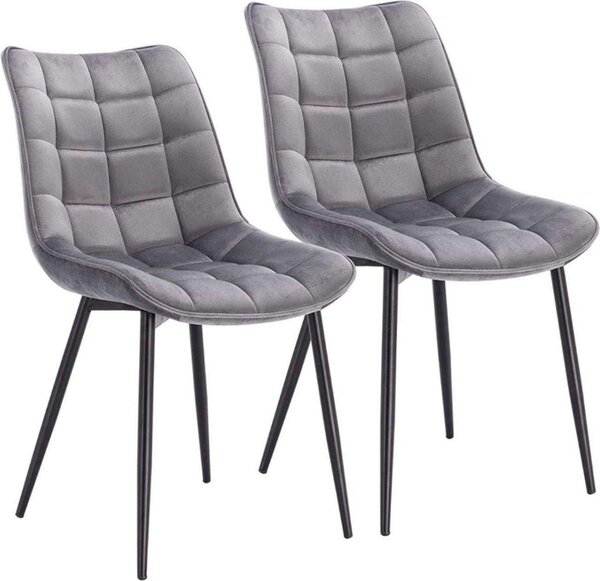 Jídelní židle, sada 2 ks, samet, světle šedá – židle Eimer – jídelní židle a kuchyňská židle – obývací židle – pohodlná židle – moderní design