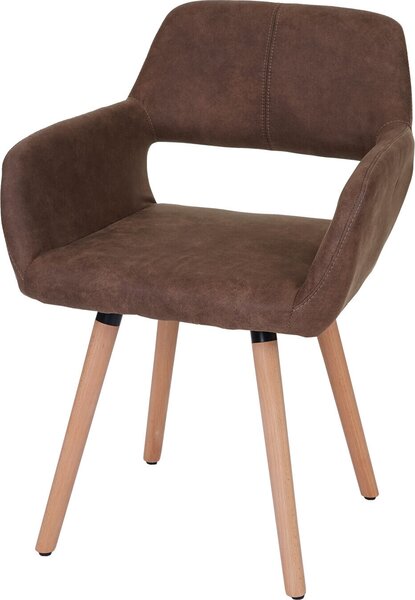Jídelní židle HWC-A50 II, židle kuchyňská židle, retro design 50. let textil, vintage hnědá, světlé nohy